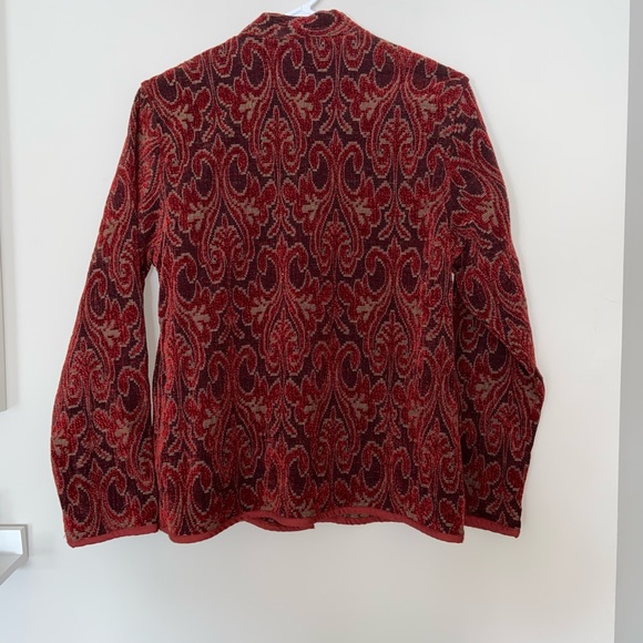 Flashback 90's Vintage Brocade Red Embroidered Buttoned Jacket Size Large - Picture 4 of 10